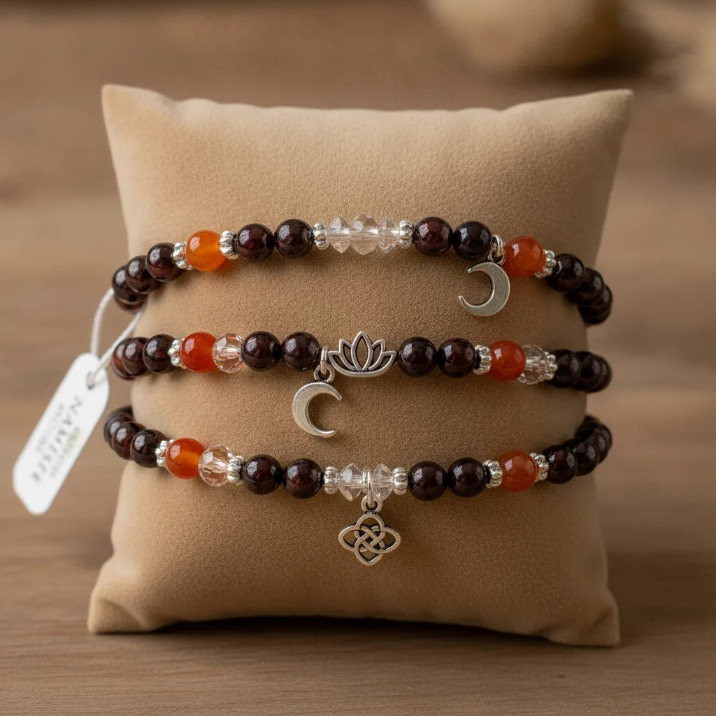Bracelet Libido : Grenat, Cornaline, Rhodochrosite