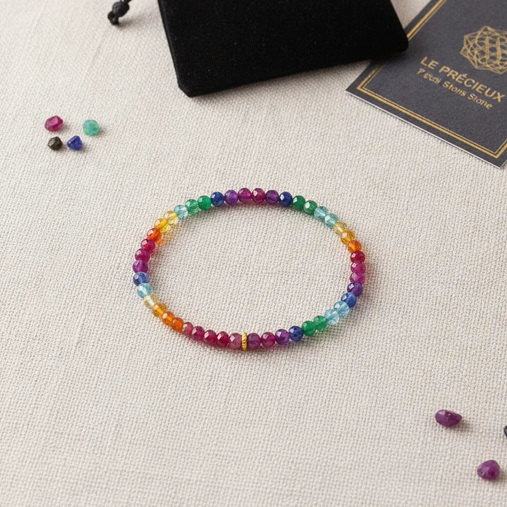 Bracelet 7 Chakras Précieux Pierres Naturelles Luxe