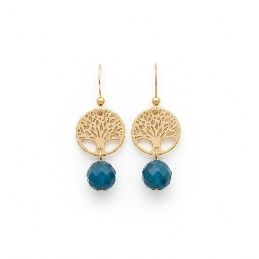Boucles d'oreilles Vitalité Apatite Arbre de Vie