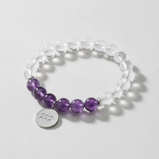 Bracelet Astrologique Personnalisé - Votre Signe & Cristal de Roche