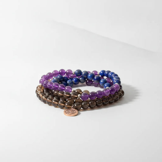 Mâlâ Anti-Stress Lapis Lazuli Quartz Fumé Améthyste
