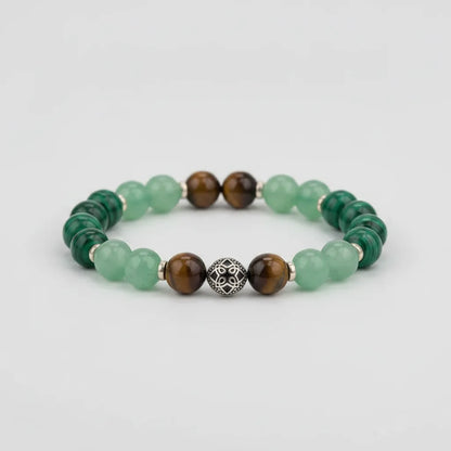 Bracelet Porte-Bonheur : Aventurine, Quartz Fumé, Malachite