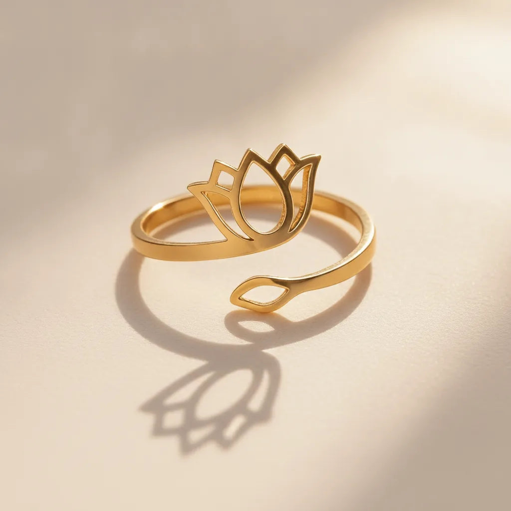Bague Lotus Ajustable - Symbole de Sérénité