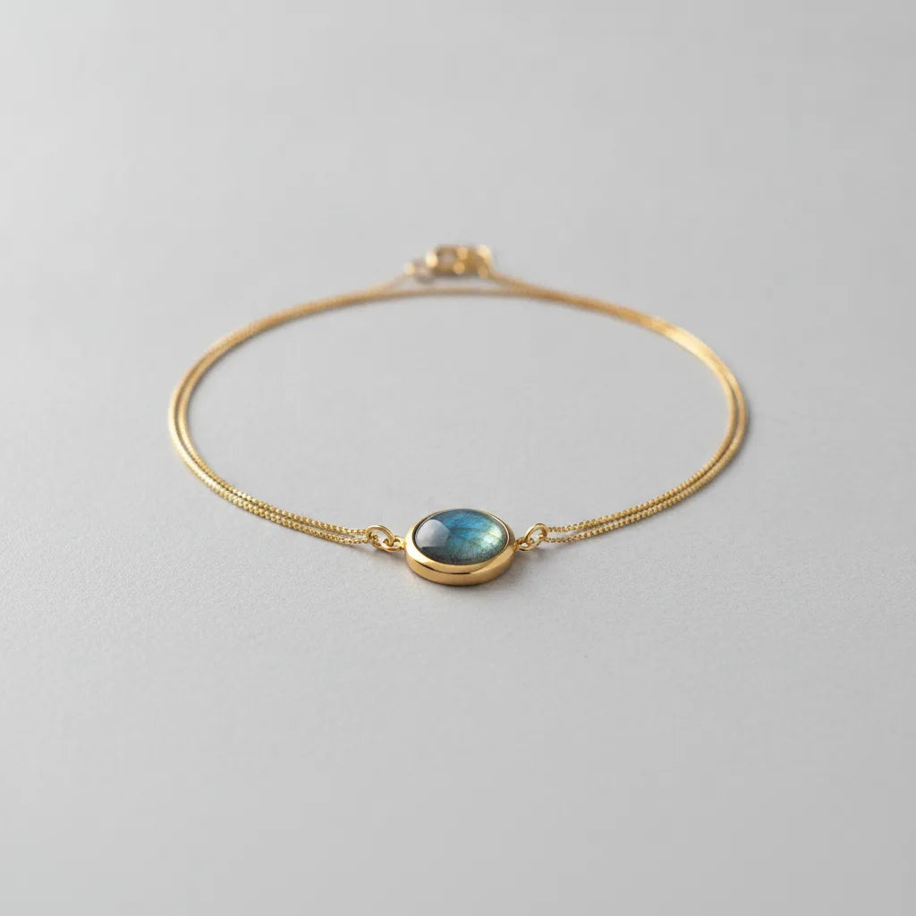 Collier Labradorite Argent 925 Plaqué Or