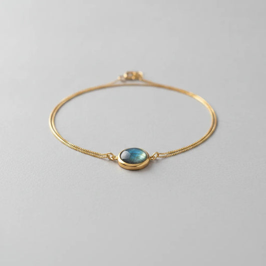 Collier Labradorite Argent 925 Plaqué Or