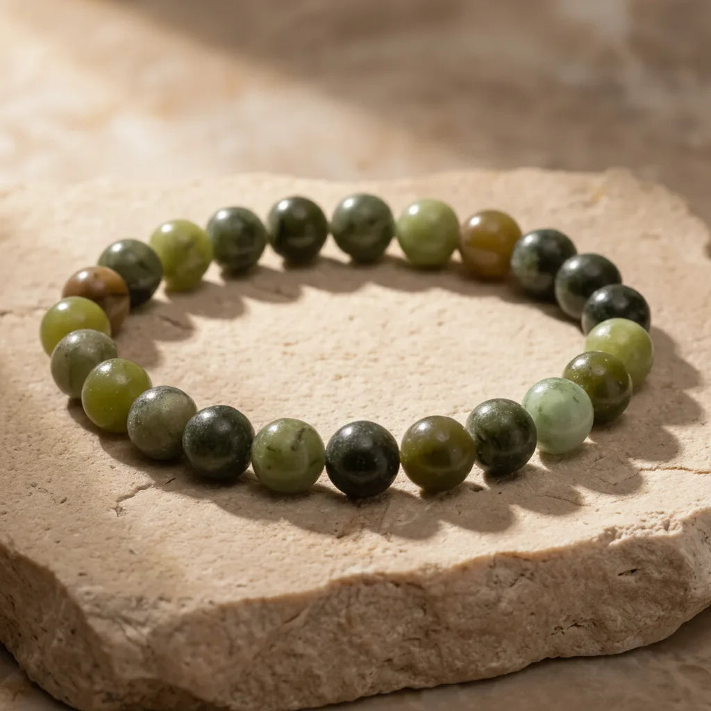 Bracelet Jade Néphrite 8mm - Harmonie & Prospérité