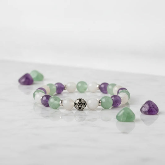 Bracelet Maman Zen : Améthyste, Pierre de Lune, Aventurine