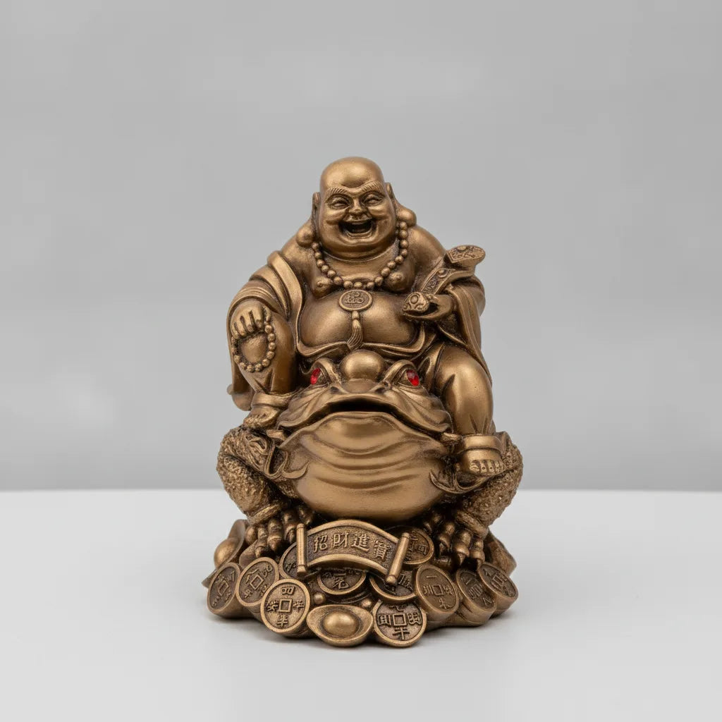 Statue Bouddha Bonne Fortune Dorée