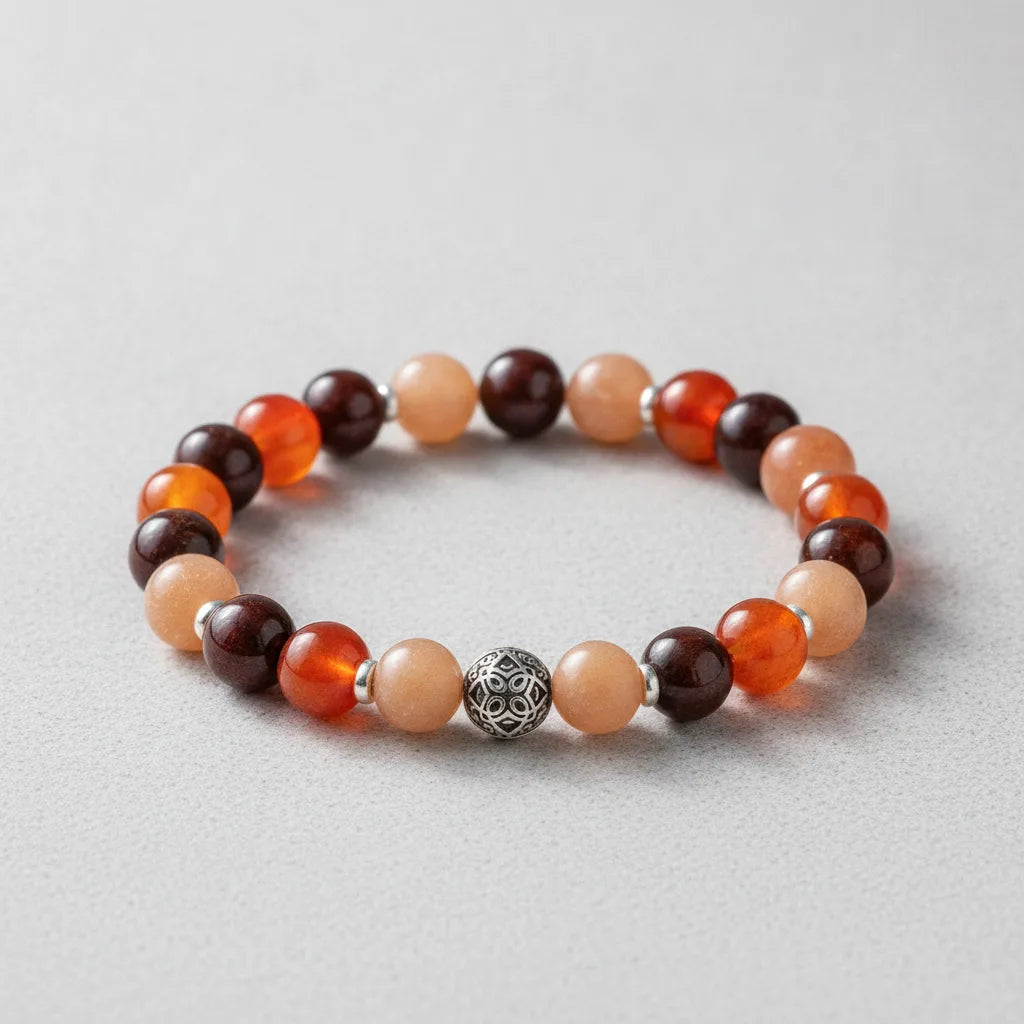 Bracelet Énergie Cornaline Grenat Pierre de Soleil