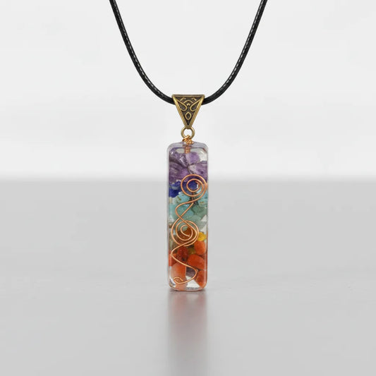 Pendentif Orgonite 7 Chakras Allongé
