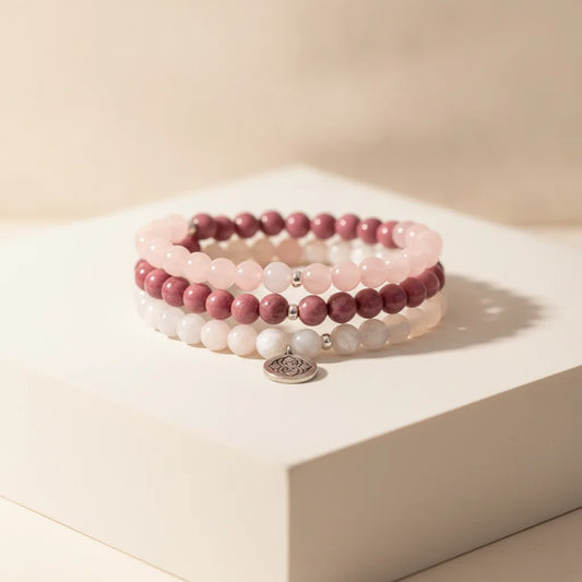Mâlâ Self Love : Quartz Rose, Pierre de Lune, Rhodochrosite