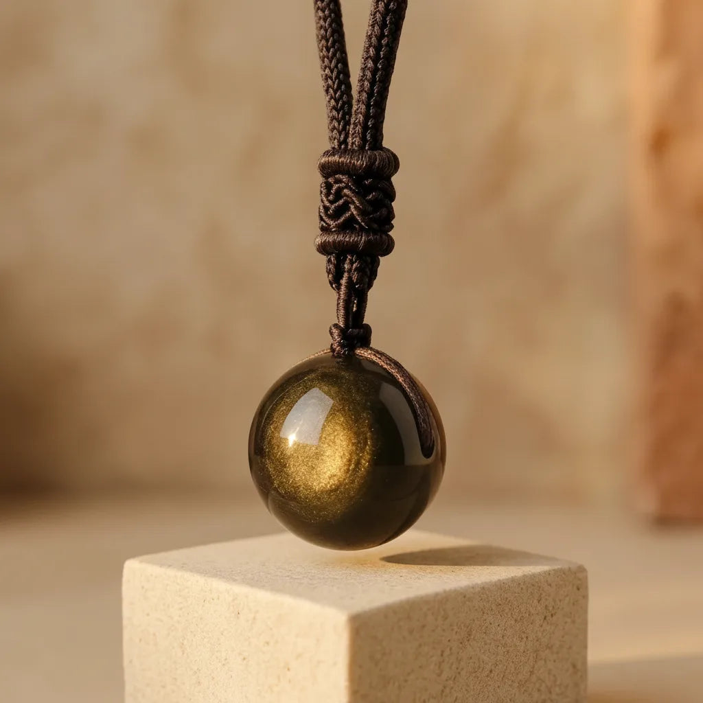 Pendentif Sphère Obsidienne Œil Céleste - Protection Énergétique