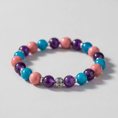 Bracelet Guérison Émotionnelle - Apatite, Rhodochrosite, Améthyste
