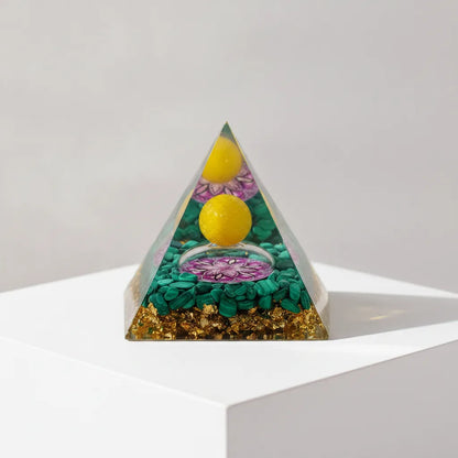 Pyramide Orgonite Malachite "Guérison des Maux"
