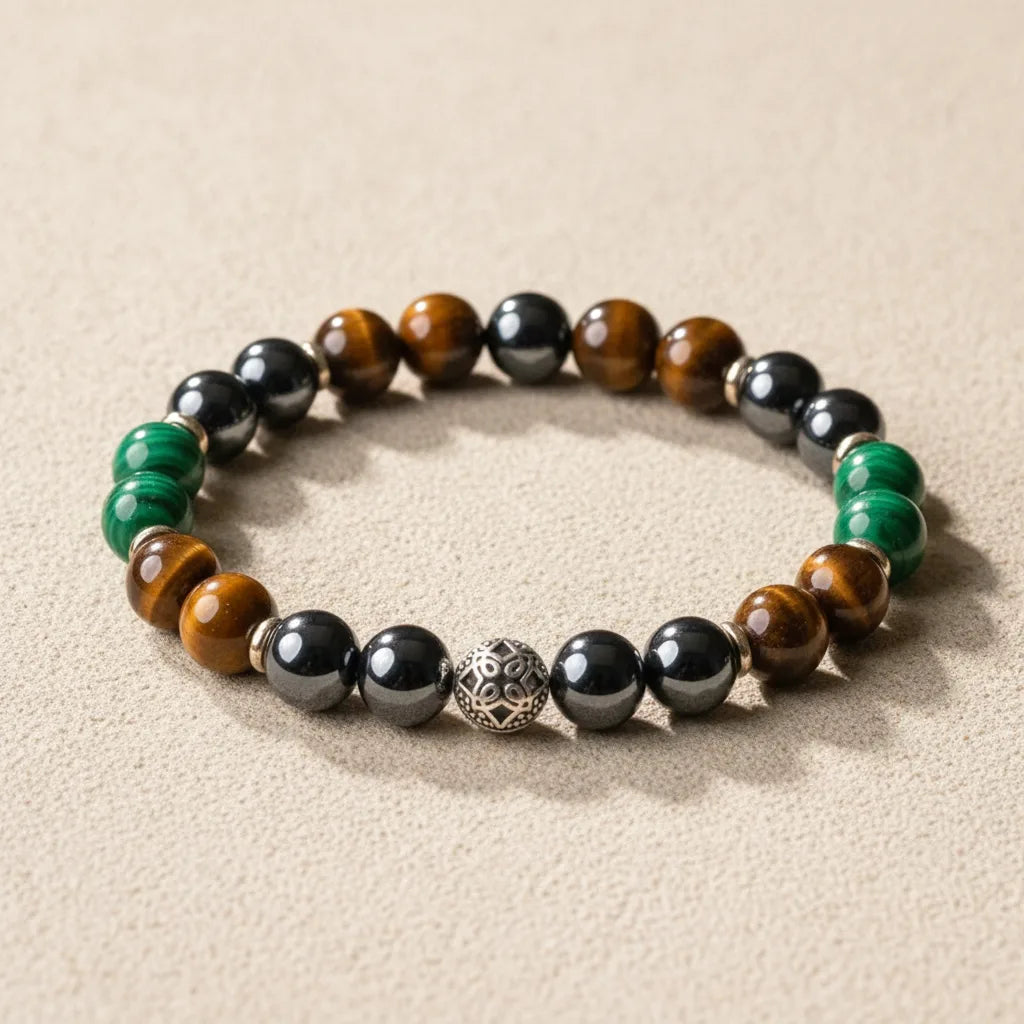 Bracelet Confiance en Soi - Malachite, Hématite, Oeil de Tigre