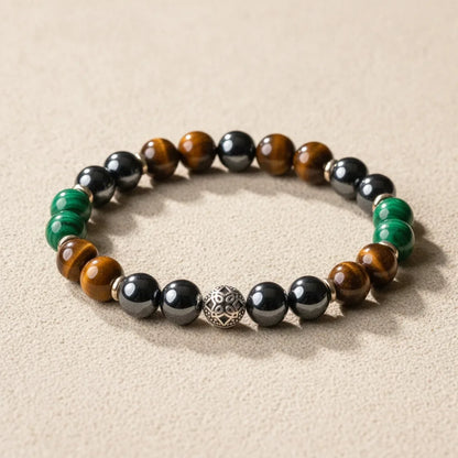Bracelet Confiance en Soi - Malachite, Hématite, Oeil de Tigre