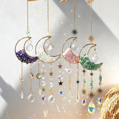 Capteur de Soleil Lune Enchantée - Améthyste, Aventurine ou Opaline