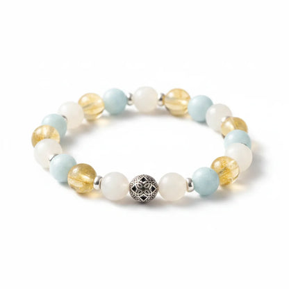 Bracelet Énergies de l'Été - Aigue-Marine, Citrine, Pierre de Lune