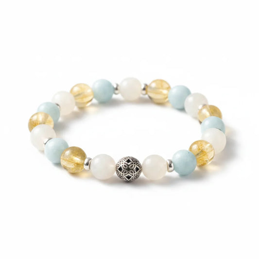 Bracelet Énergies de l'Été - Aigue-Marine, Citrine, Pierre de Lune