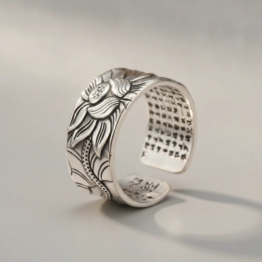 Bague Mantra Secret Fleur de Lotus Cuivre Antique