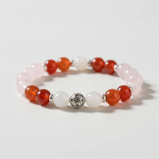 Bracelet Désir Maternel : Cornaline, Quartz Rose, Pierre de Lune