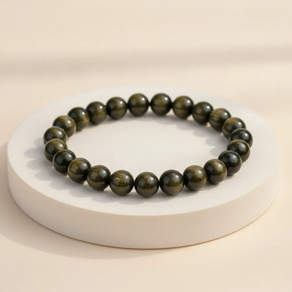 Bracelet Obsidienne Dorée 8mm - Protection & Clarté