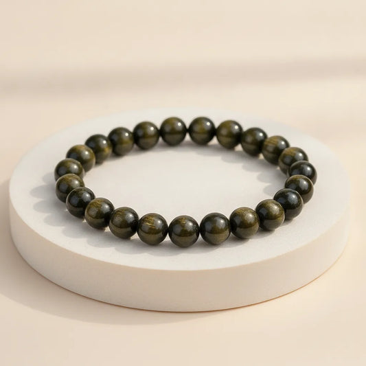 Bracelet Obsidienne Dorée 8mm - Protection & Clarté