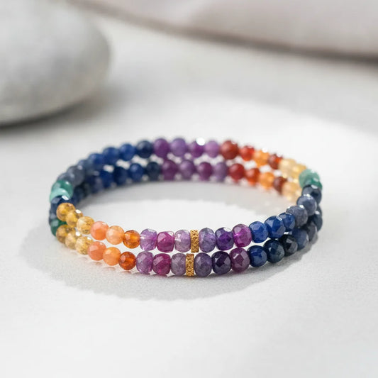 Bracelet 7 Chakras Précieux Pierres Naturelles Luxe