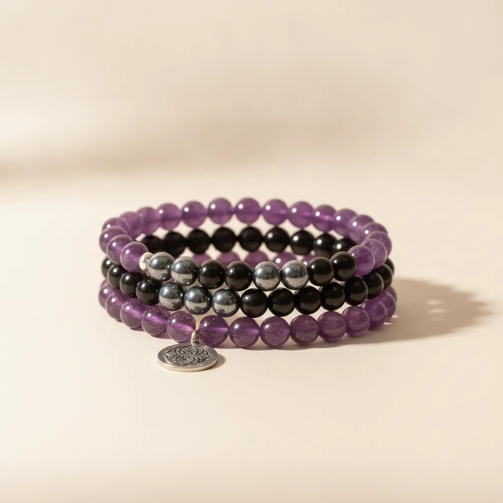 Mâlâ Douce Nuit : Améthyste, Hématite, Tourmaline pour un Sommeil Paisible