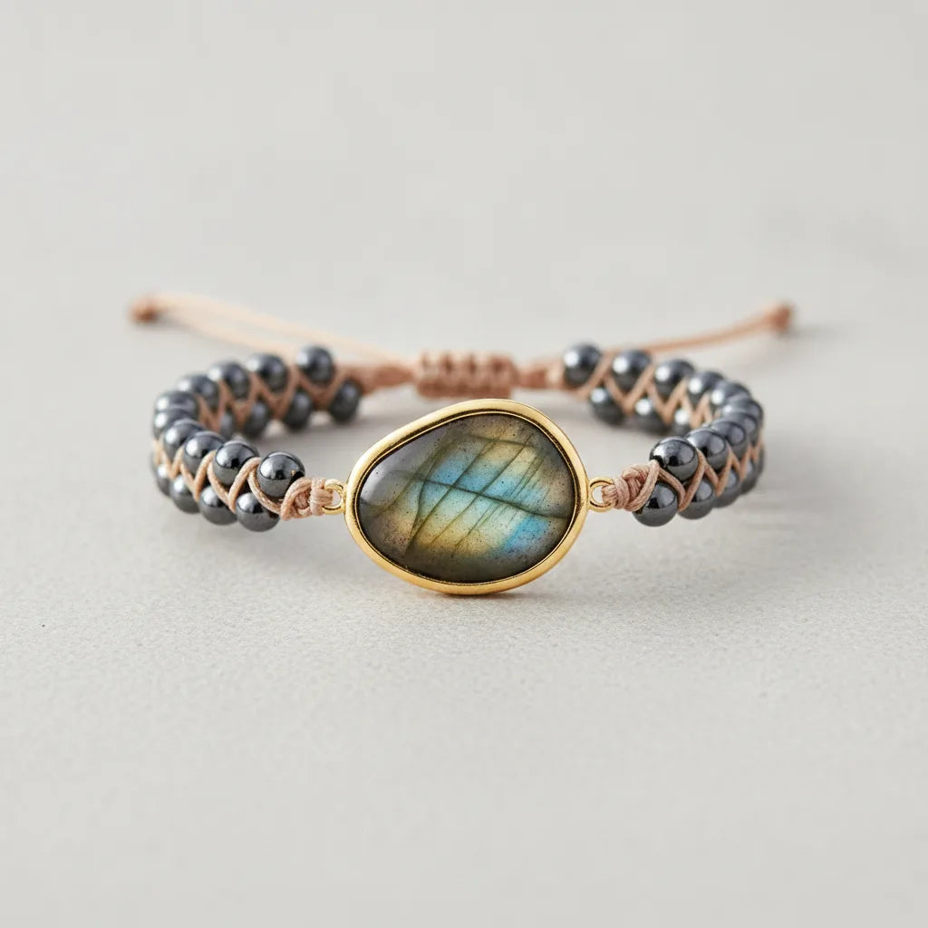 Bracelet Oeil Céleste : Labradorite & Hématite