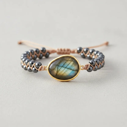 Bracelet Oeil Céleste : Labradorite & Hématite