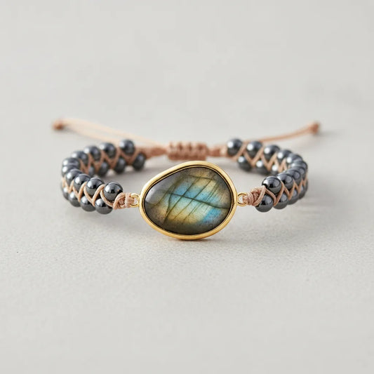 Bracelet Oeil Céleste : Labradorite & Hématite
