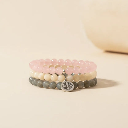 Mâlâ Féminin Sacré : Pierre de Lune, Quartz Rose, Labradorite