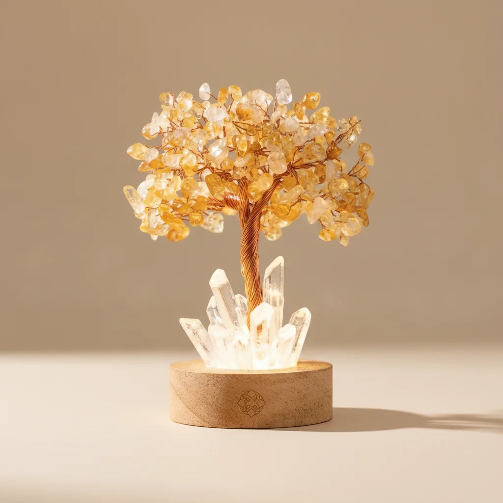 Lampe Citrine & Cristal de Roche - Abondance & Prospérité