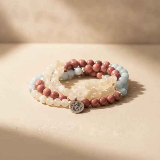 Mâlâ Paix Profonde : Aigue-Marine, Rhodochrosite, Pierre de Lune