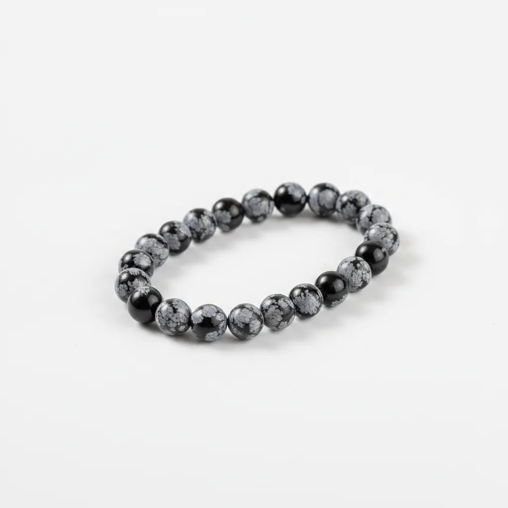 Bracelet Obsidienne Flocon de Neige : Transformation & Clarté