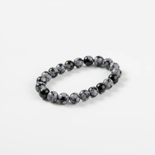 Bracelet Obsidienne Flocon de Neige : Transformation & Clarté