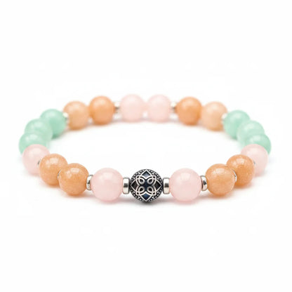 Bracelet Petites Victoires Amazonite, Quartz Rose, Pierre de Soleil
