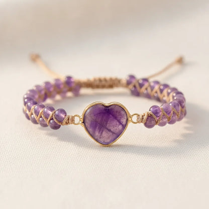 Bracelet Cœur Améthyste : Élégance & Sérénité