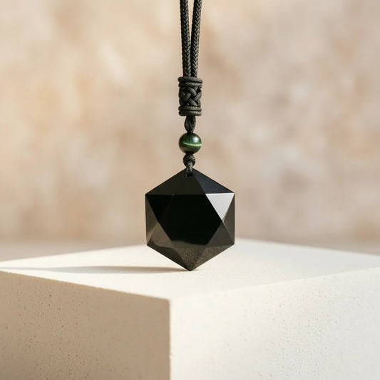 Talisman Hexagonal Protection Obsidienne Noire