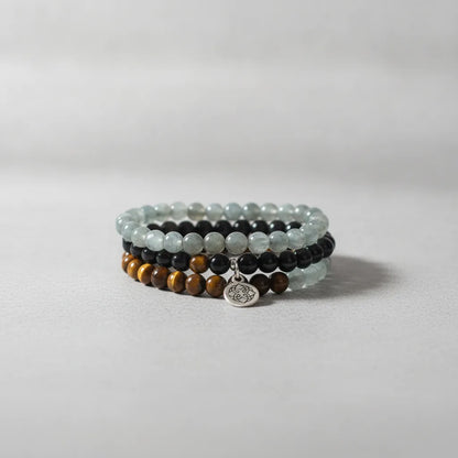 Mâlâ Protection Énergétique Oeil de Tigre Labradorite Obsidienne