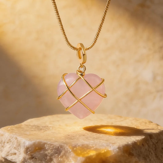 Pendentif Cœur Quartz Rose - Amour & Sérénité