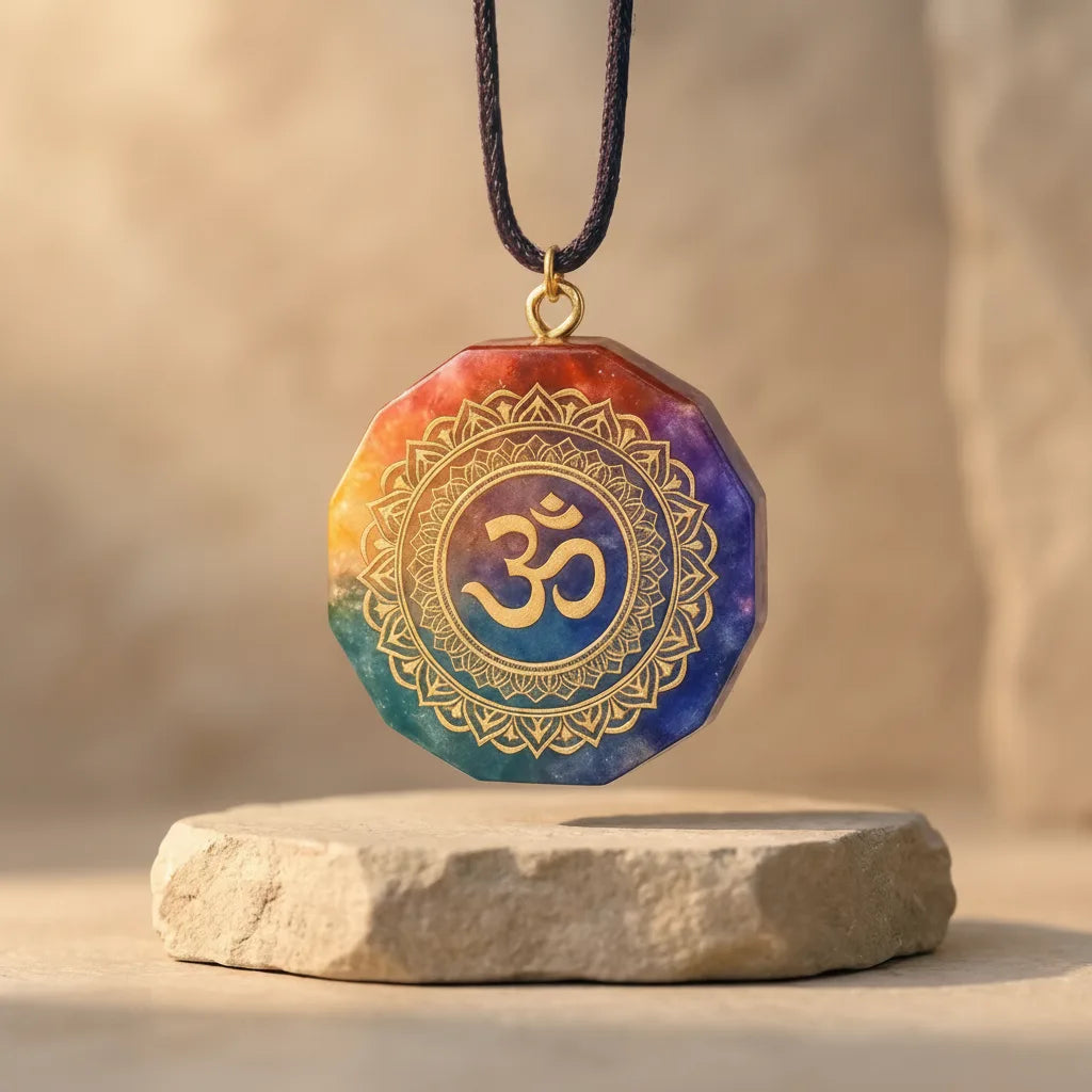 Pendentif Orgonite 7 Chakras Rond - Équilibre Énergétique