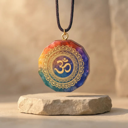 Pendentif Orgonite 7 Chakras Rond - Équilibre Énergétique