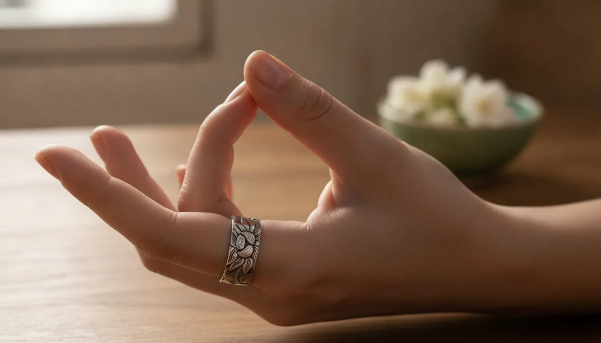 Bague Mantra Secret Fleur de Lotus Cuivre Antique