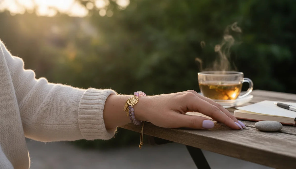 Bracelet Attrape-Rêve Améthyste & Quartz Rose