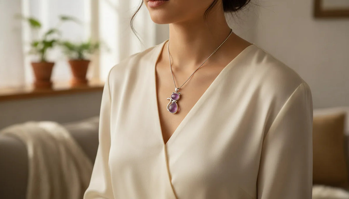 Pendentif Chat Pierres Naturelles : Joie & Intuition