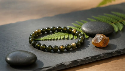 Bracelet Obsidienne Dorée 8mm - Protection & Clarté