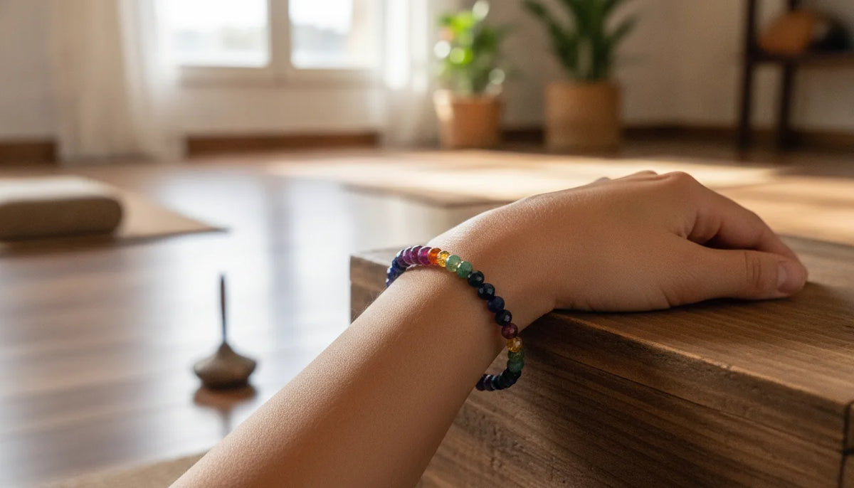 Bracelet 7 Chakras Précieux Pierres Naturelles Luxe