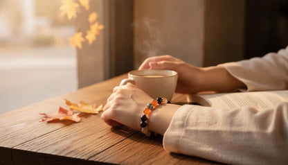 Bracelet Énergies Automne : Pierre de Soleil, Cornaline, Grenat